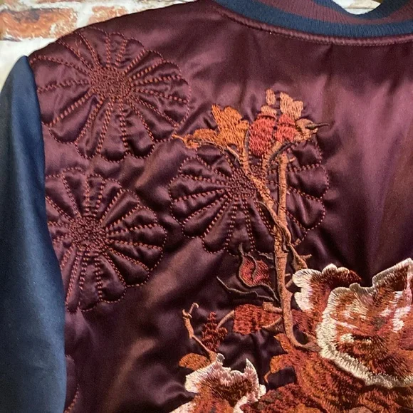 Max Studio Groovy Monkey Embroidered Bomber Jacket Sz Med - Picture 11 of 15